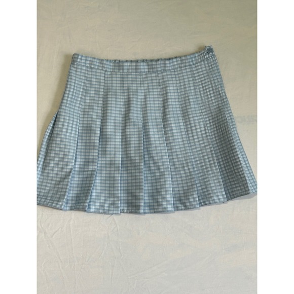 Rewind Dresses & Skirts - Rewind Light Blue White Plaid Pleated Mini Skirt Preppy Schoolgirl XL